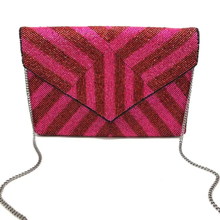 Beaded Handbag with Chain Strap