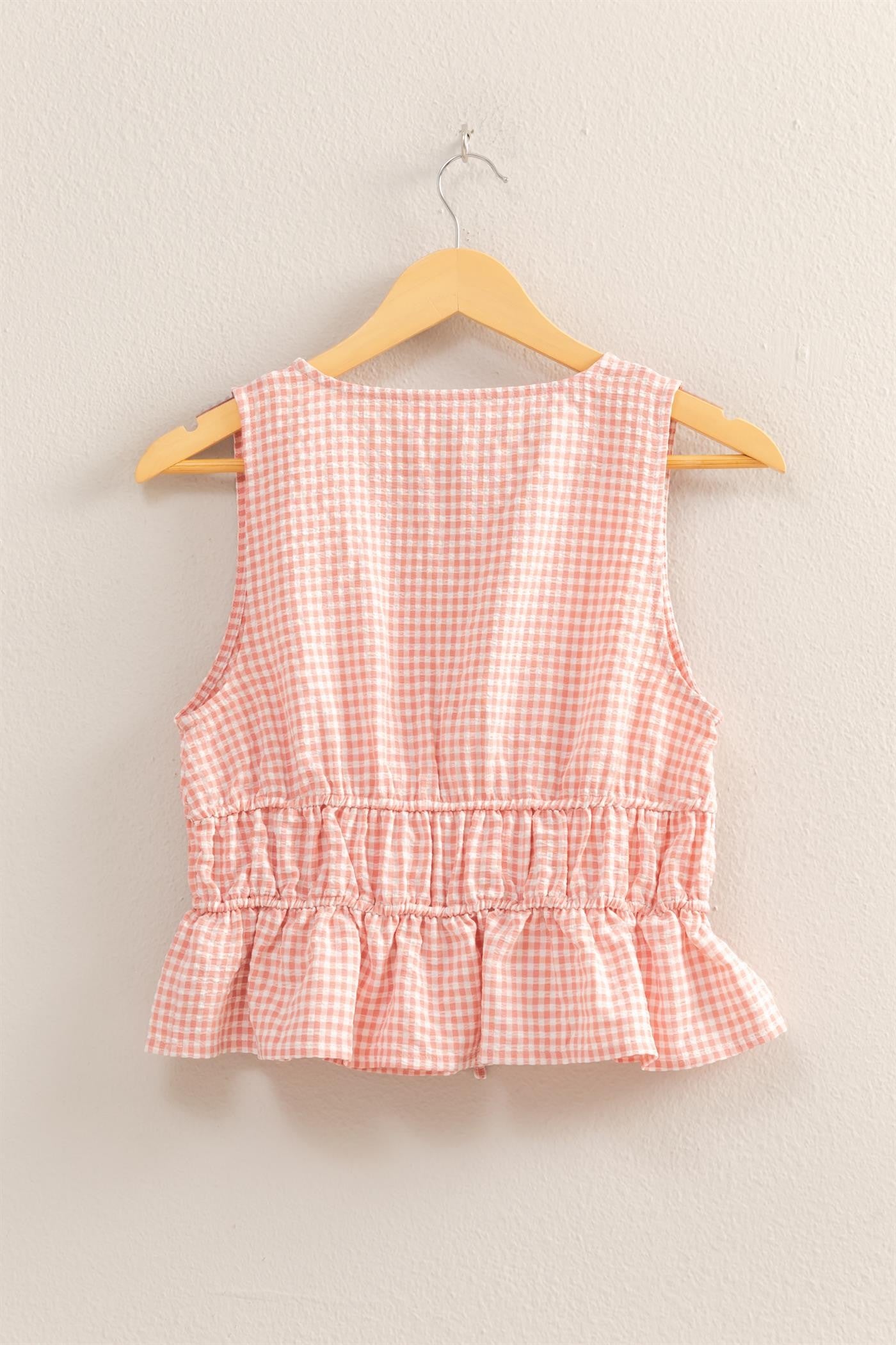 Gingham Peplum Tie Top (2 Color Options)