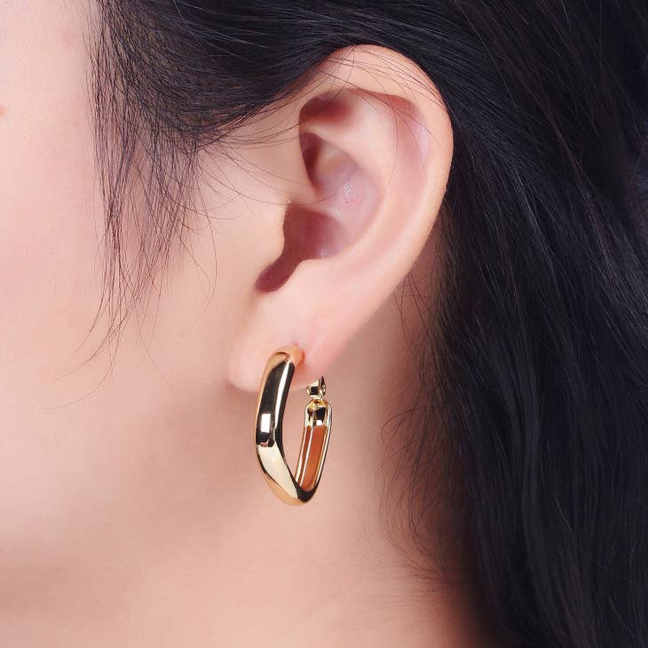 Block Hoop Earrings