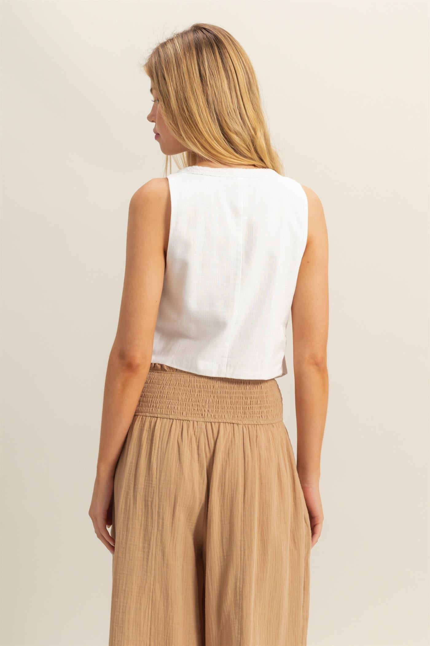 Linen Front Tie Top