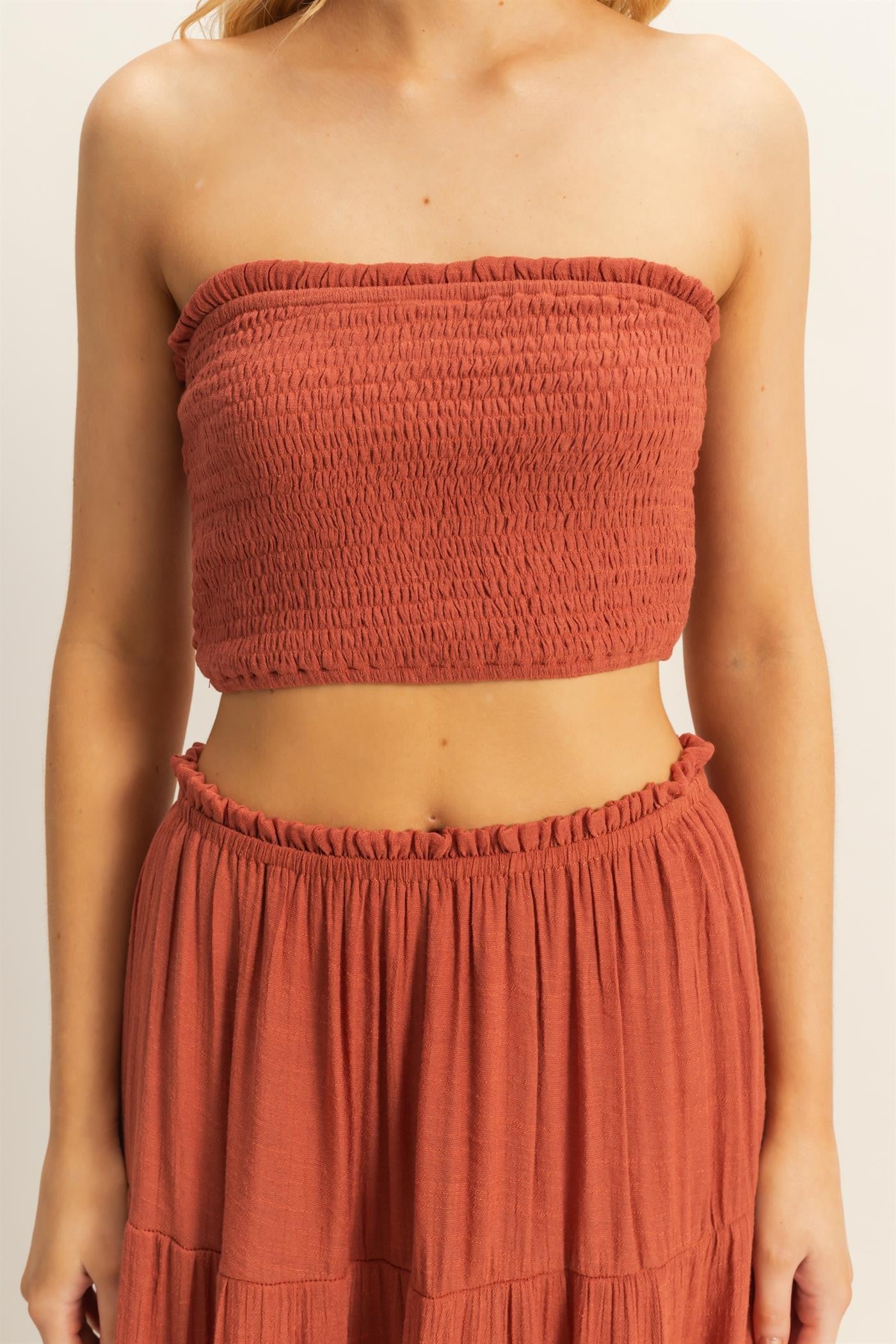 Smocked Top and Maxi Skirt Set