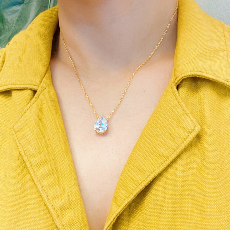 Teardrop Solitaire Pendant Necklace