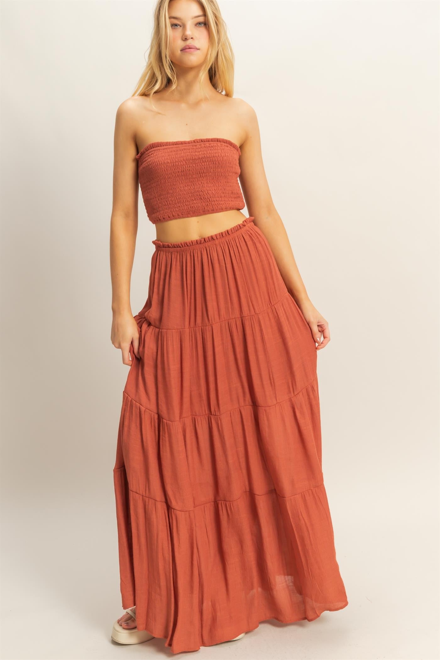 Smocked Top and Maxi Skirt Set