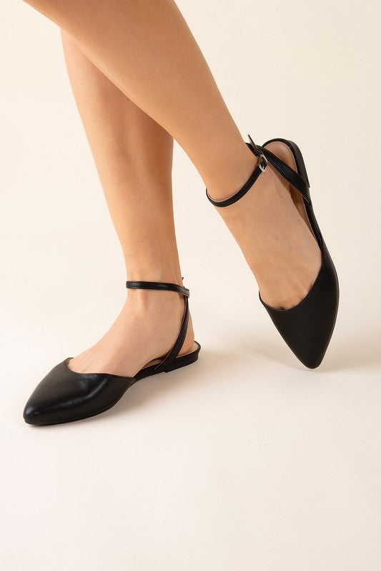 Leather flats online with ankle strap