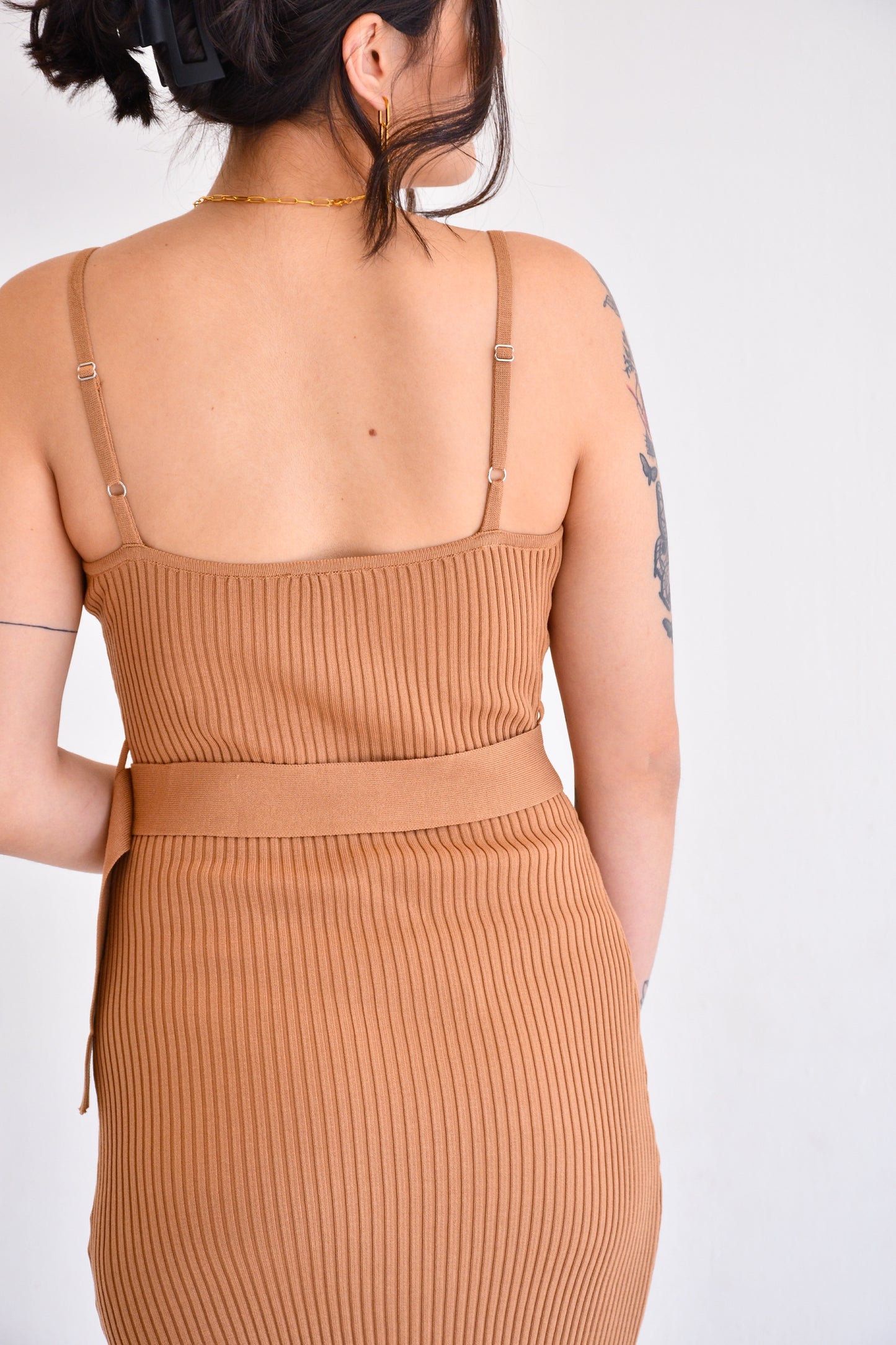 Midi Ribbed Belted Dress