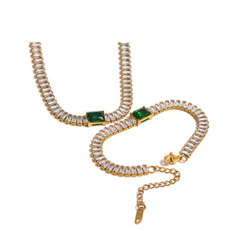 Green Stone Baguette Bracelet