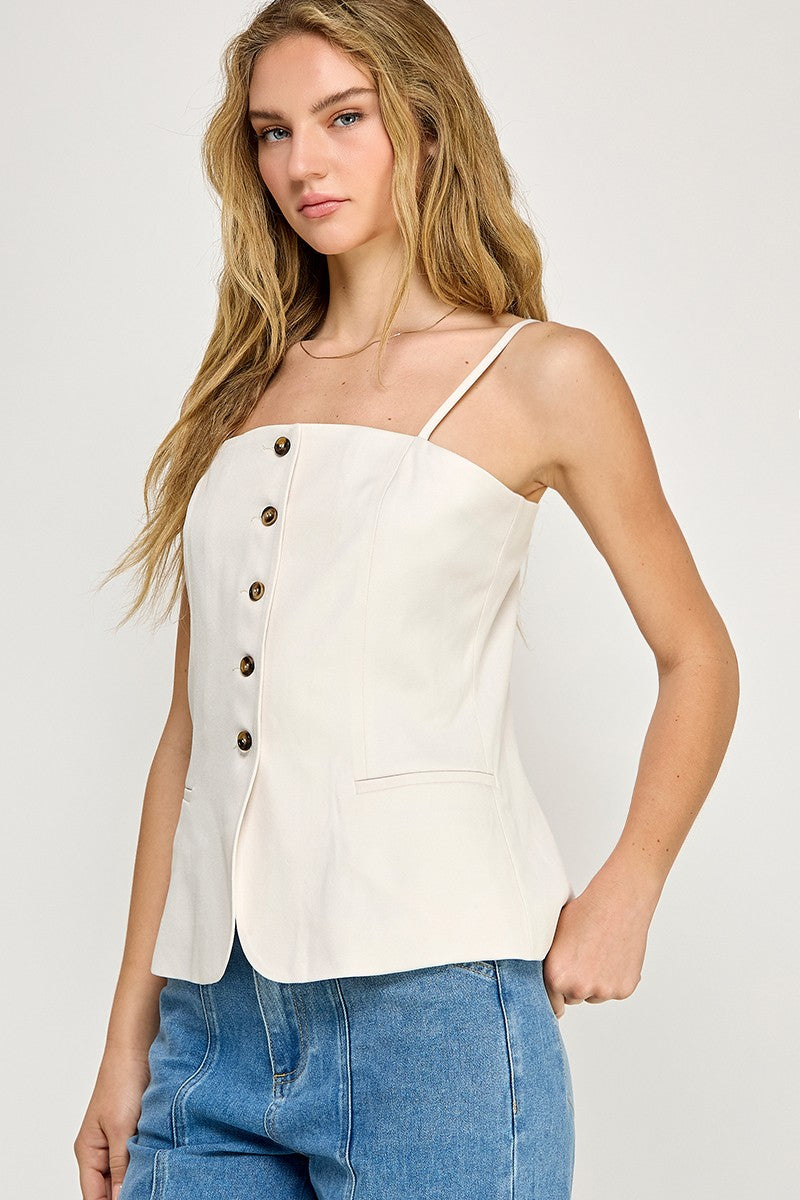 Ecru Longline Vest Top