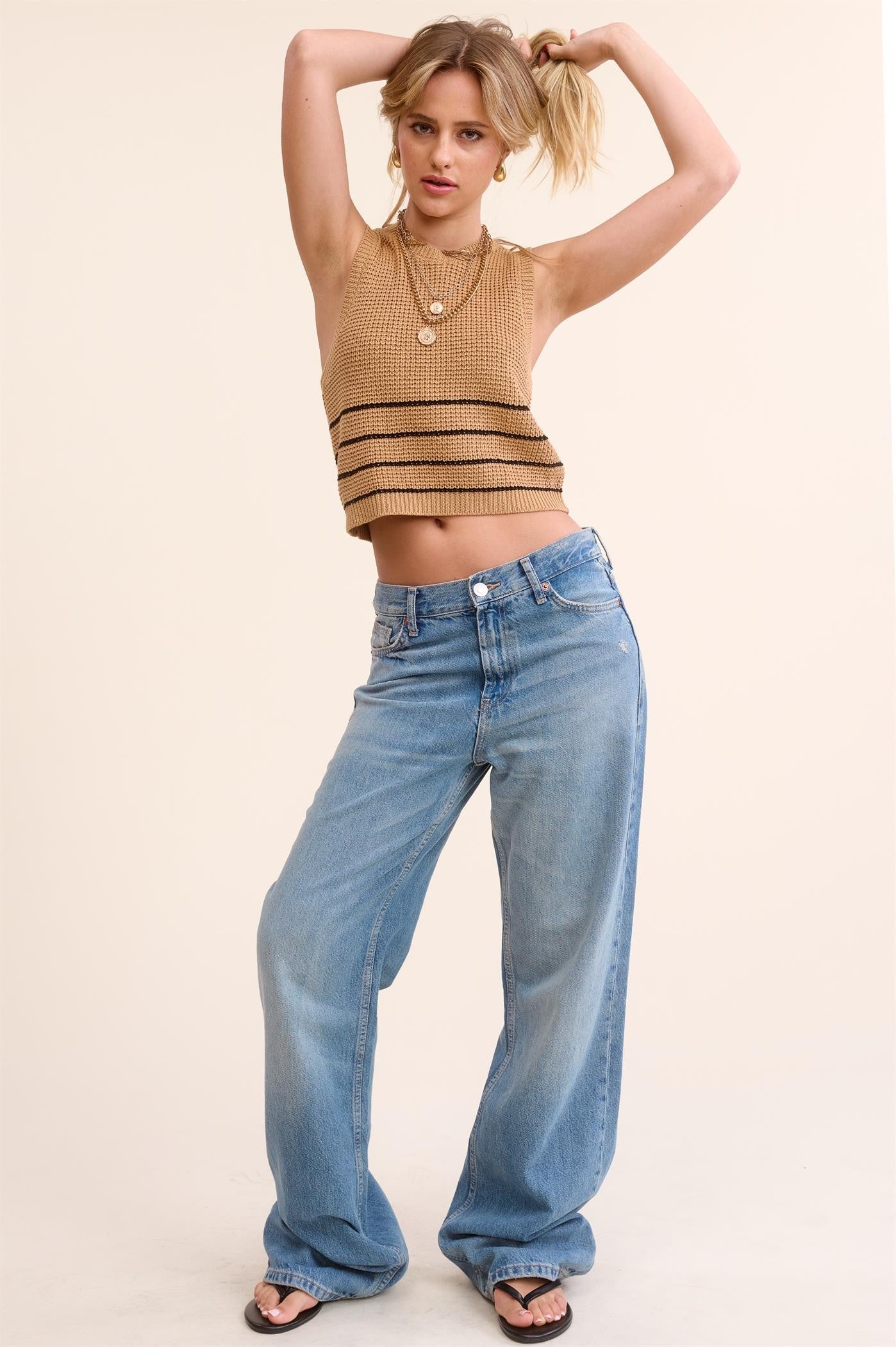 Stripe Sleeveless Knit Top