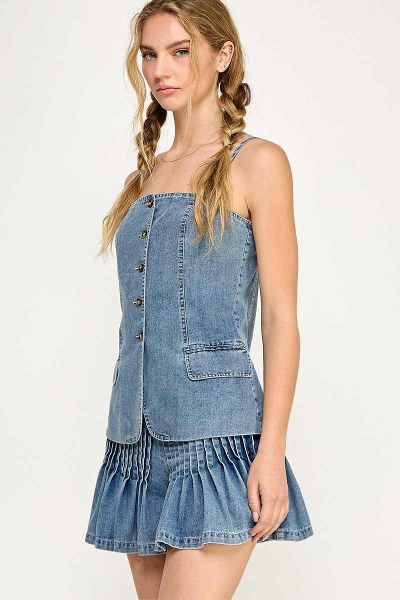 Long Denim Vest Top