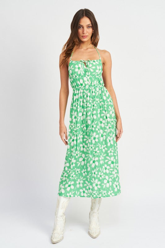 Open Back Floral Maxi Dress (Shipping Only)