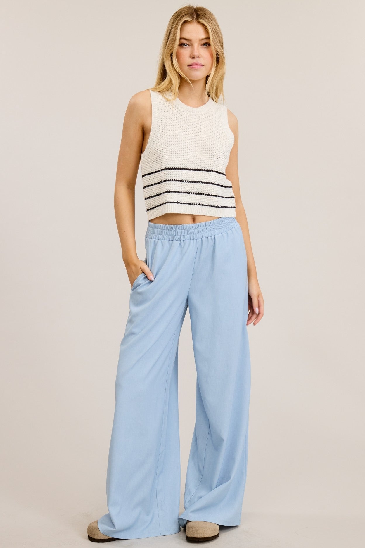 Stripe Sleeveless Knit Top