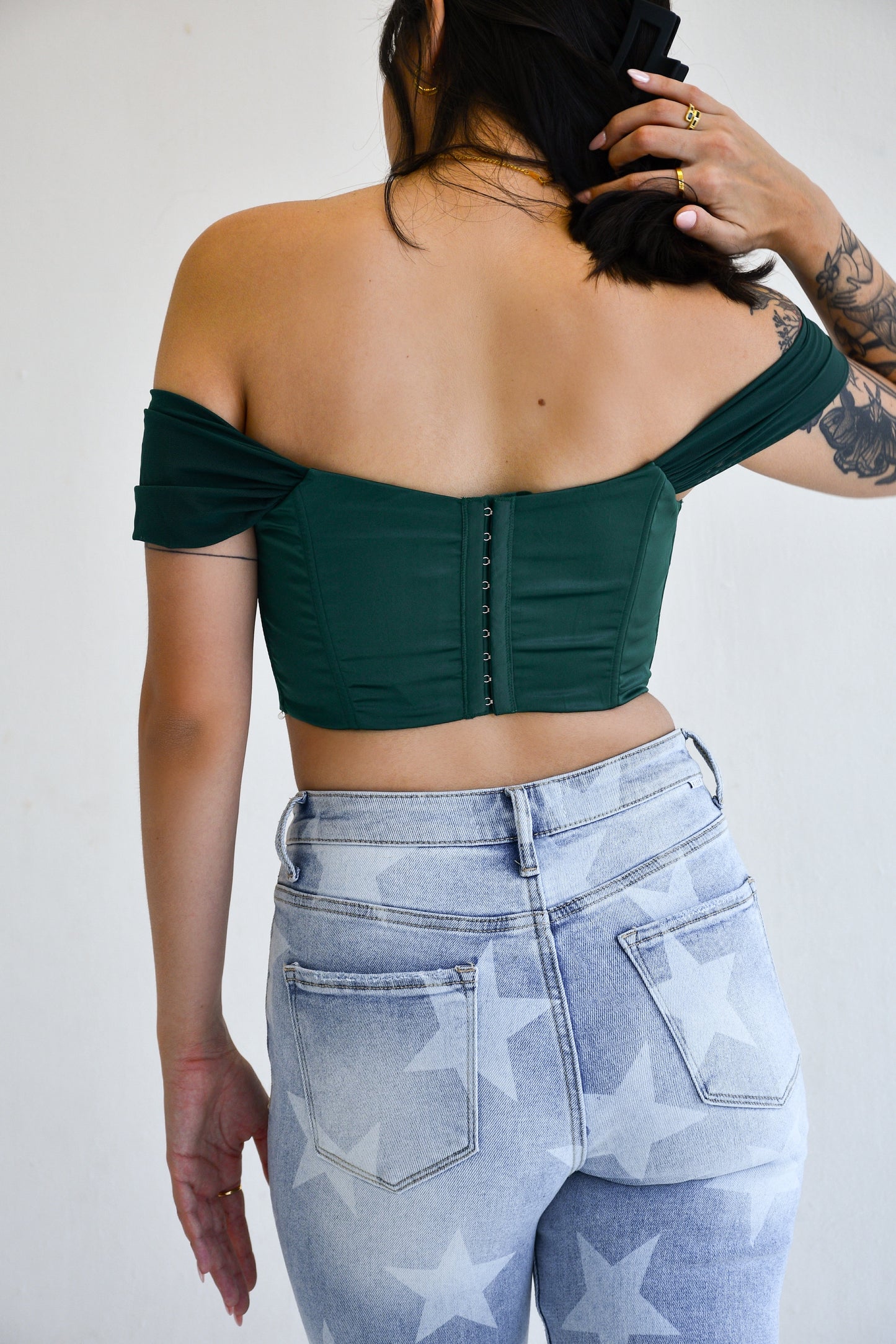 Satin Dark Green Corset Top