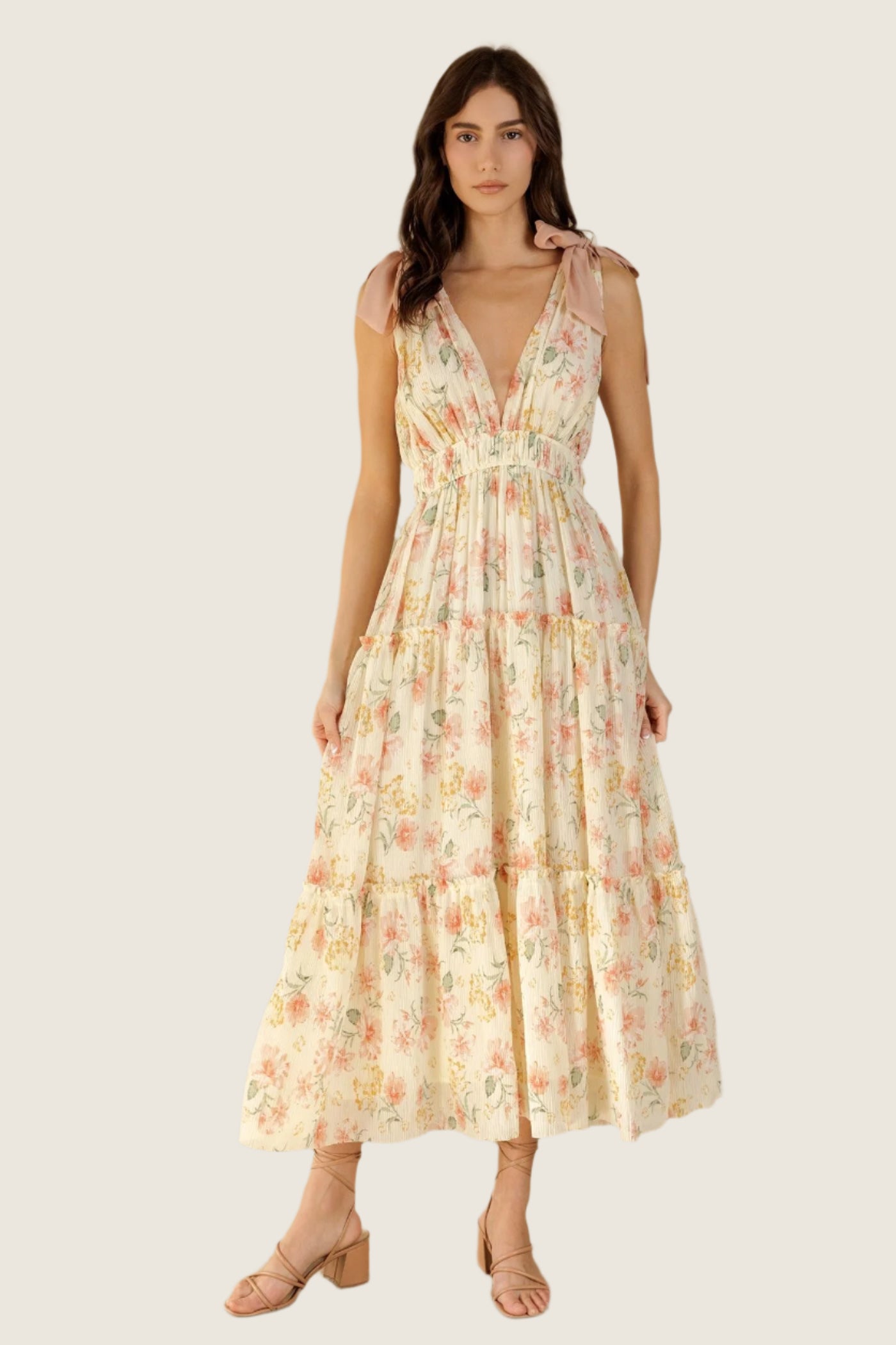 Cream Floral Dreamy Maxi Dress Small / Cream Cream Floral Dreamy Maxi Dress Small / Cream