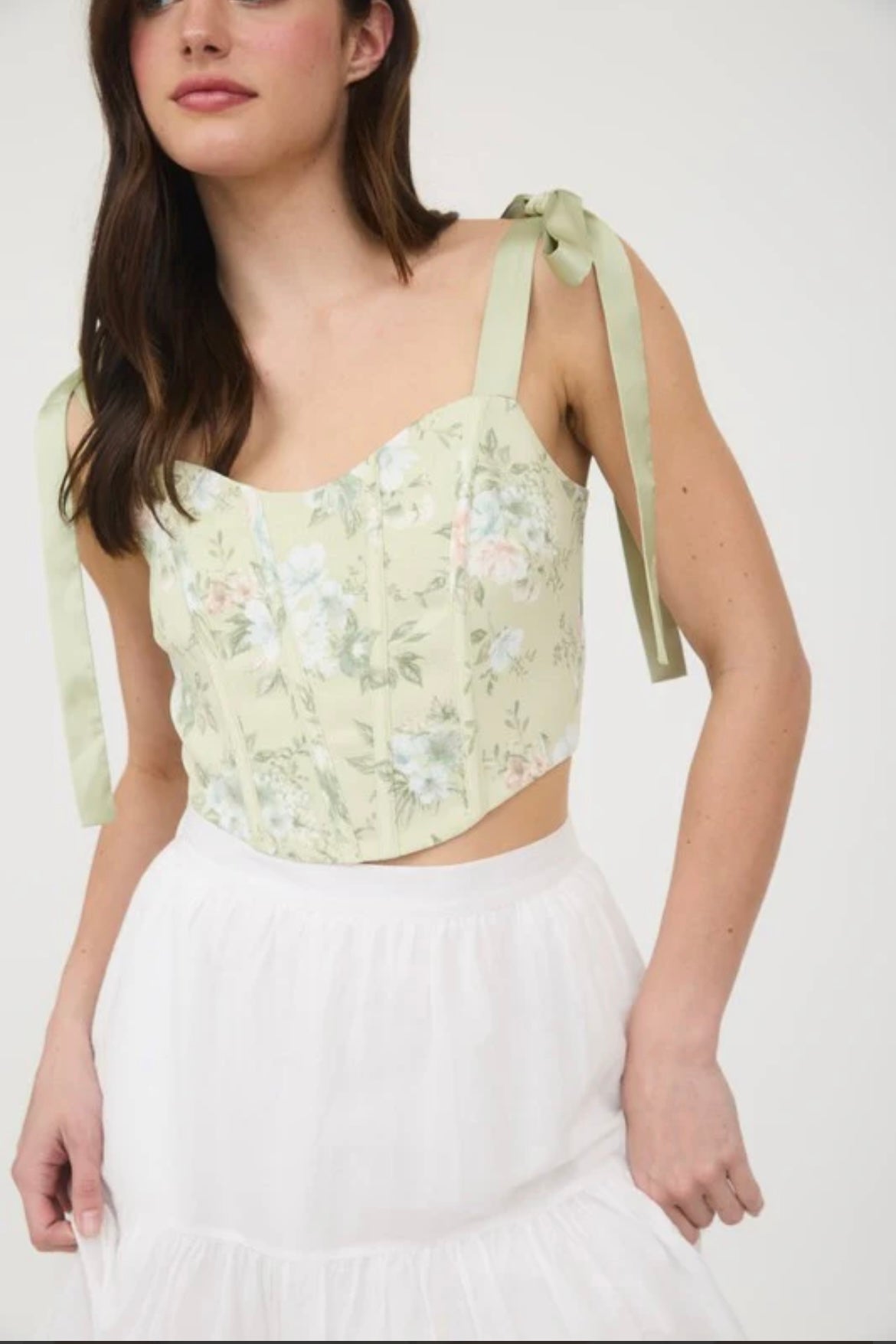 Sage Floral Corset Top
