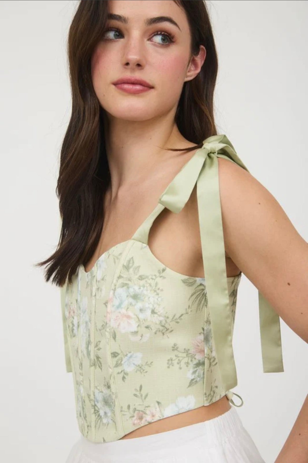 Sage Floral Corset Top