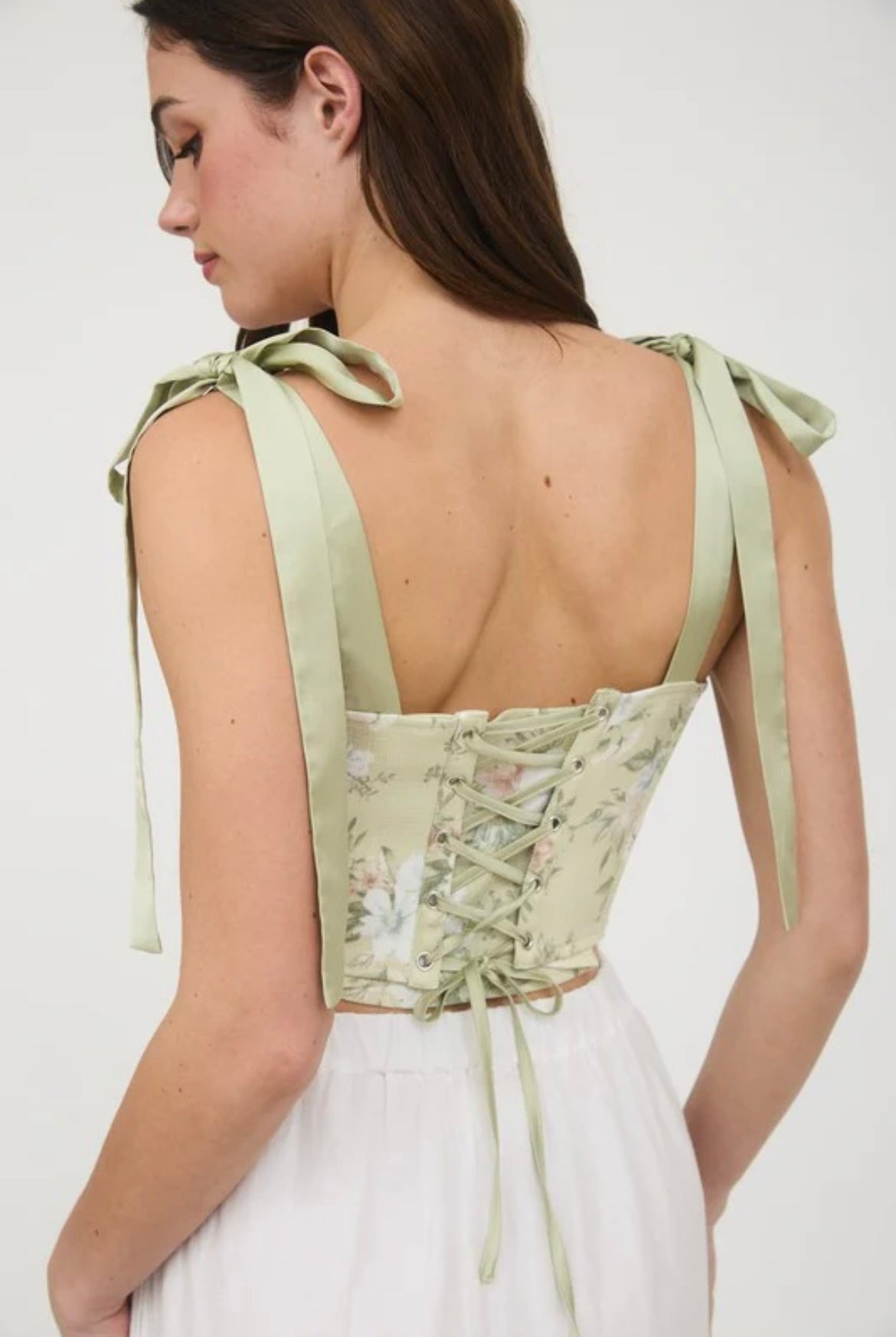 Sage Floral Corset Top