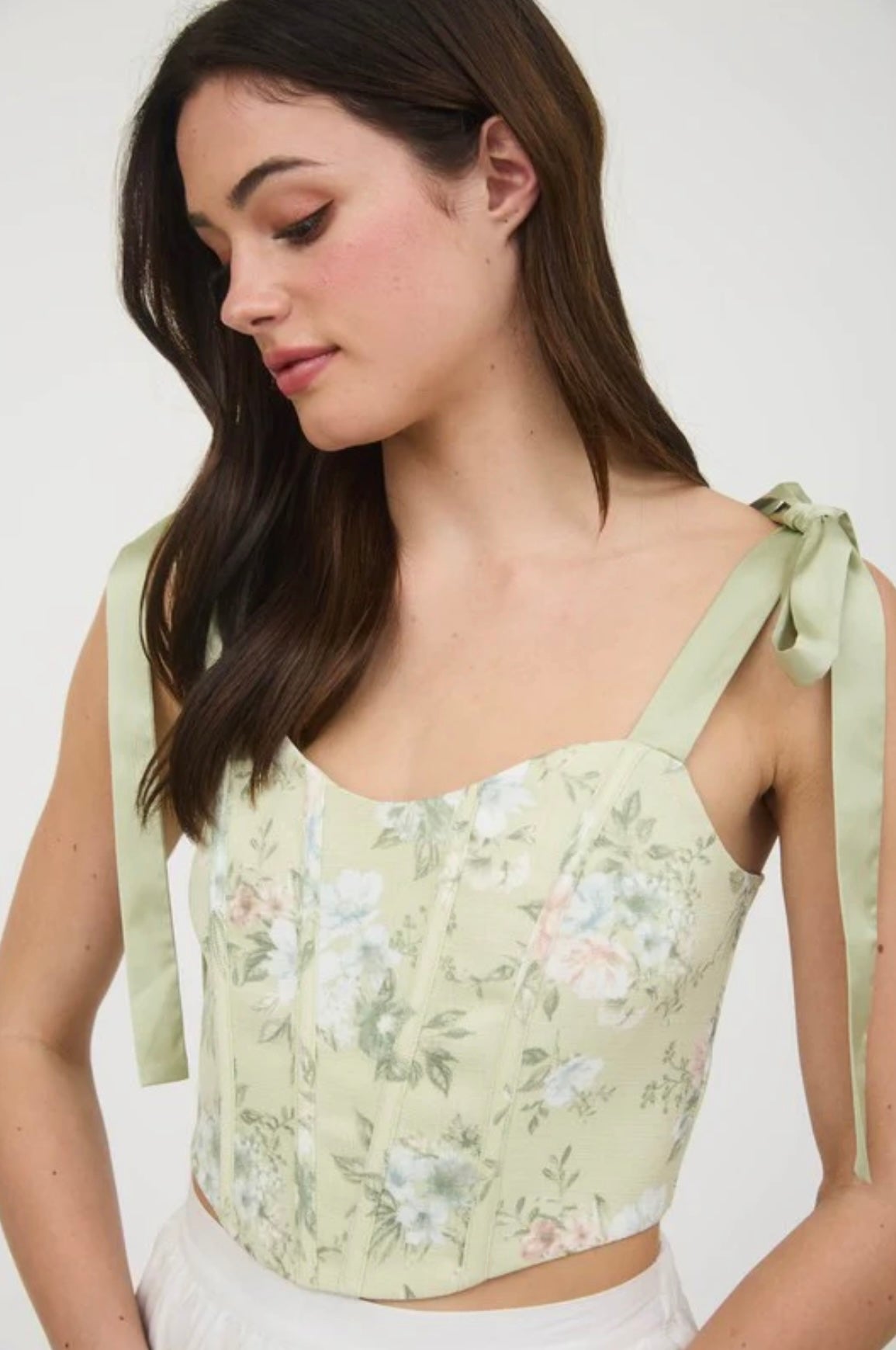 Sage Floral Corset Top