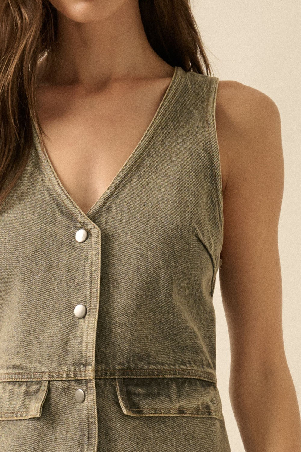 Grey Denim Vest Romper