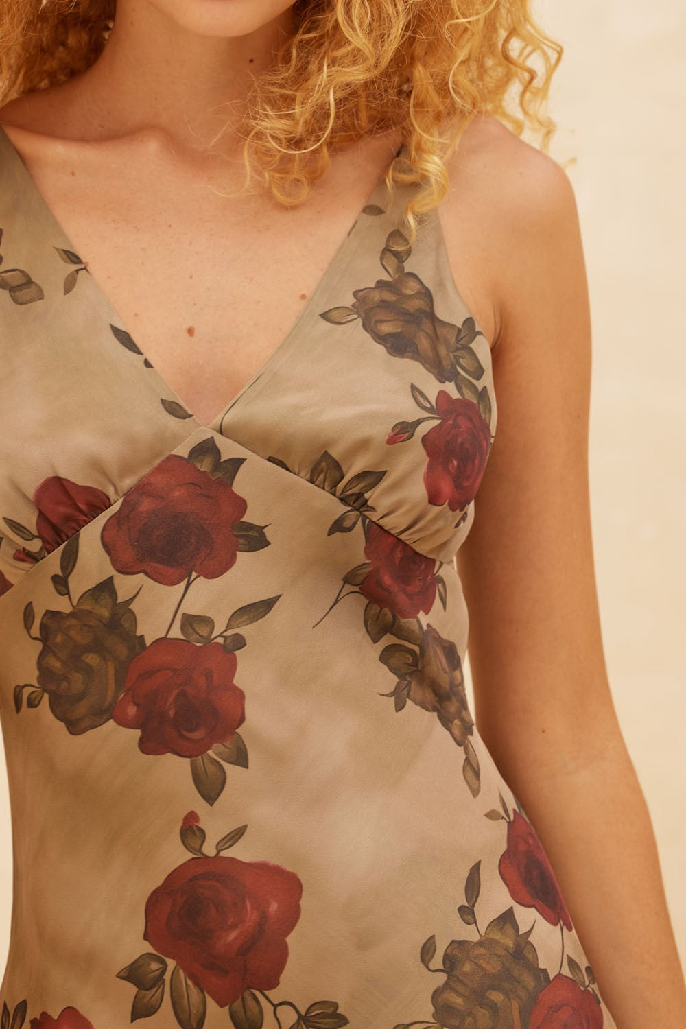 Dark Floral Satin Maxi Dress