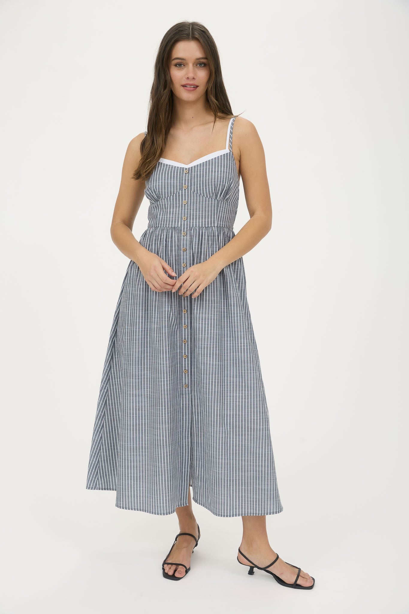 Stripe Charcoal Midi Dress