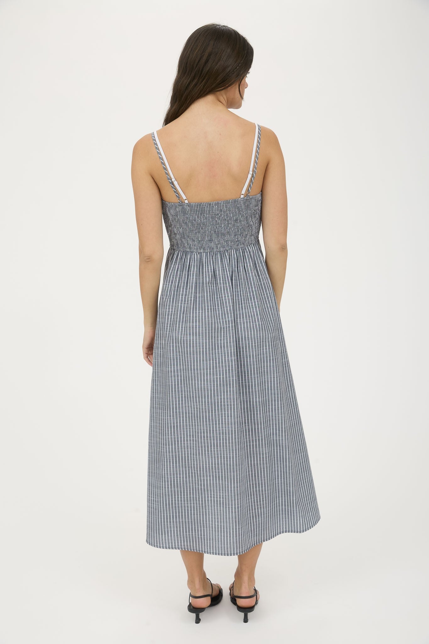 Stripe Charcoal Midi Dress