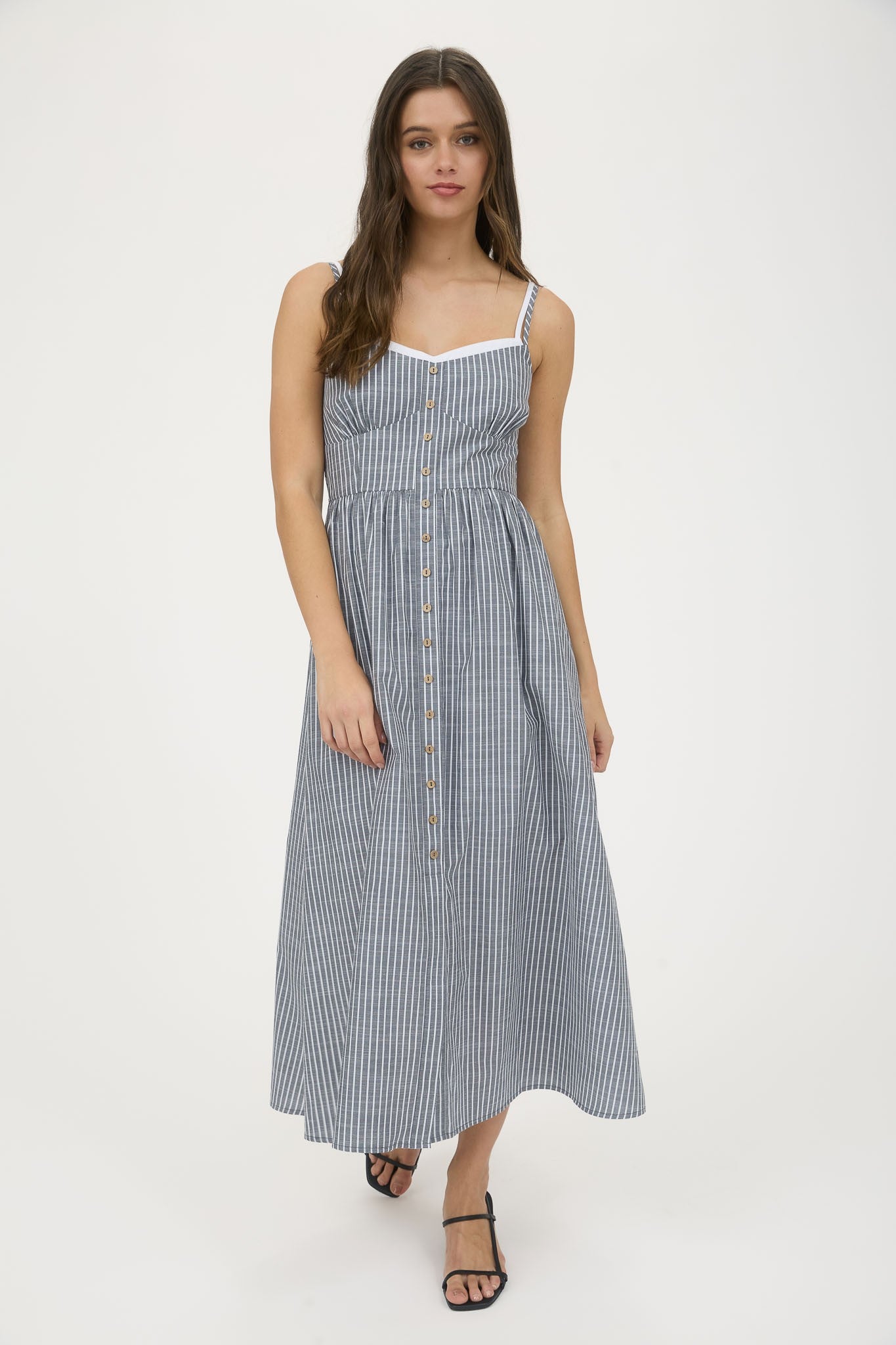 Stripe Charcoal Midi Dress