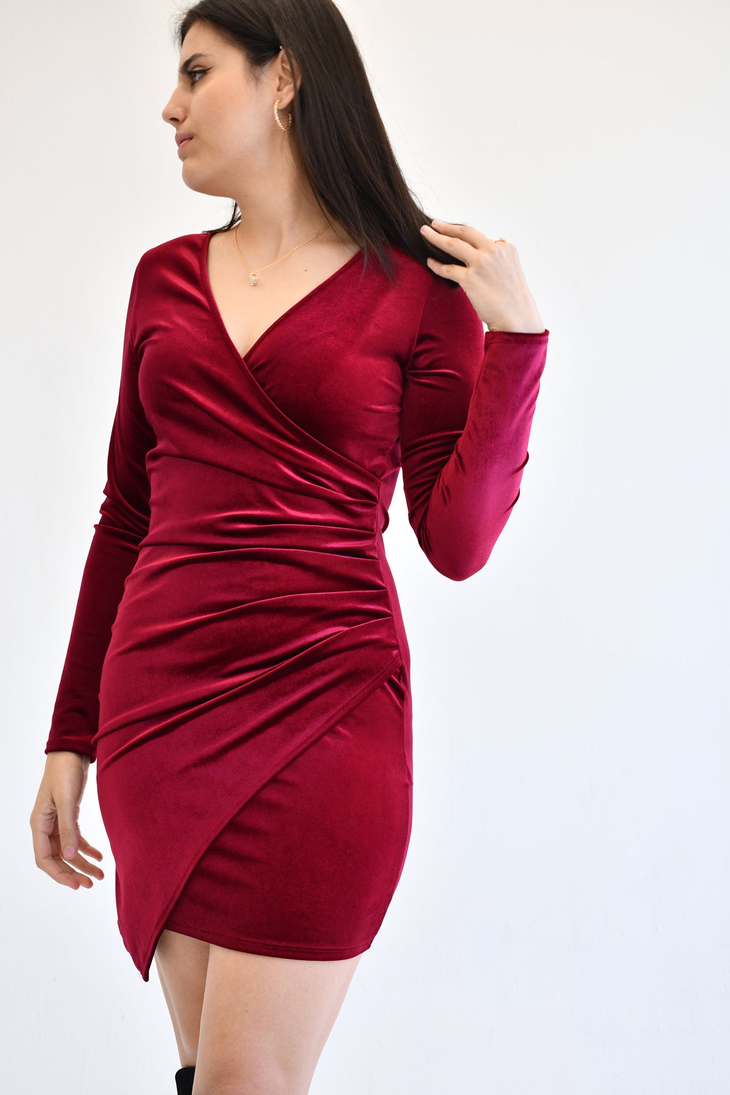 Velvet Wrap Mini Dress