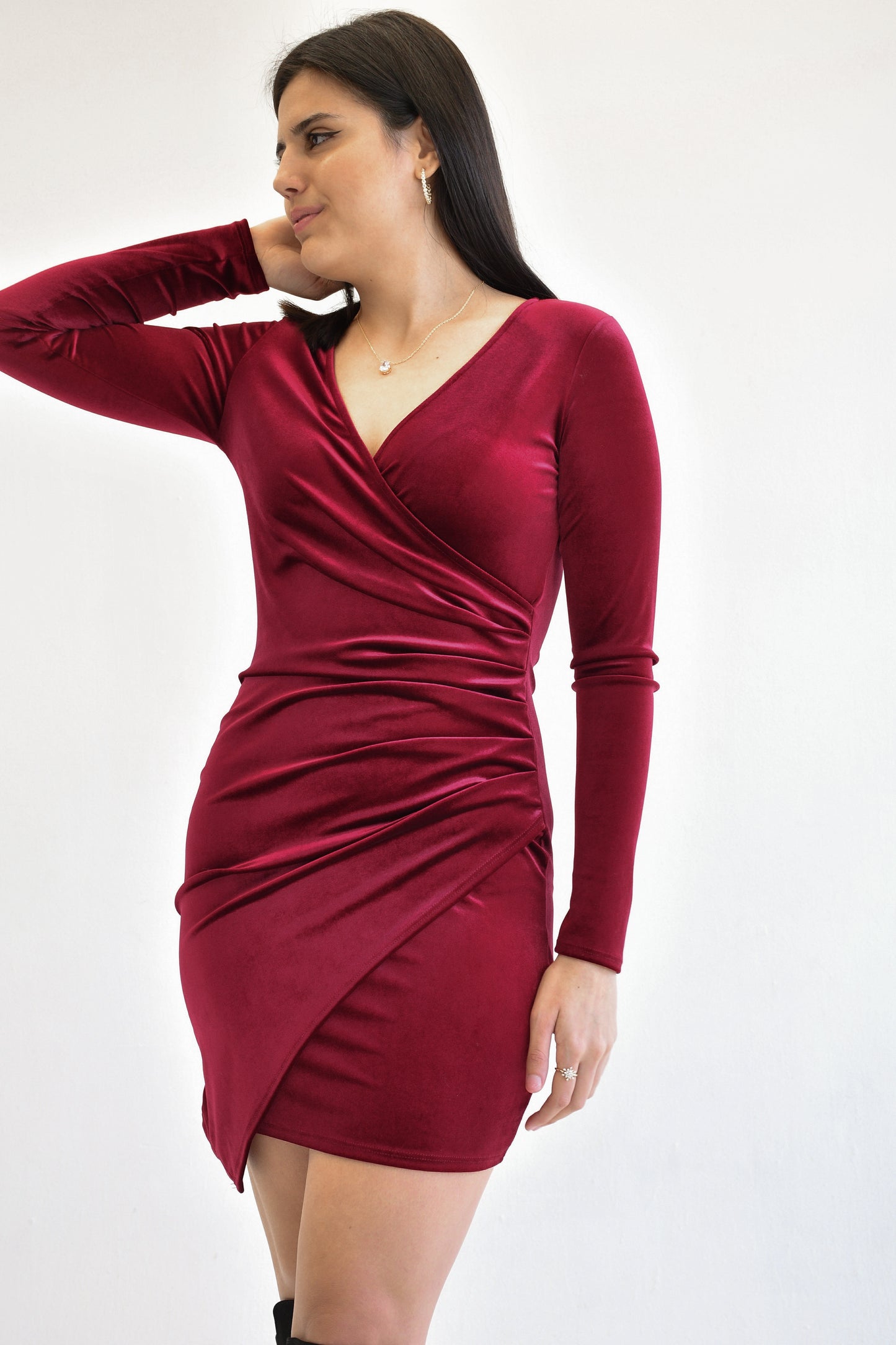 Velvet Wrap Mini Dress