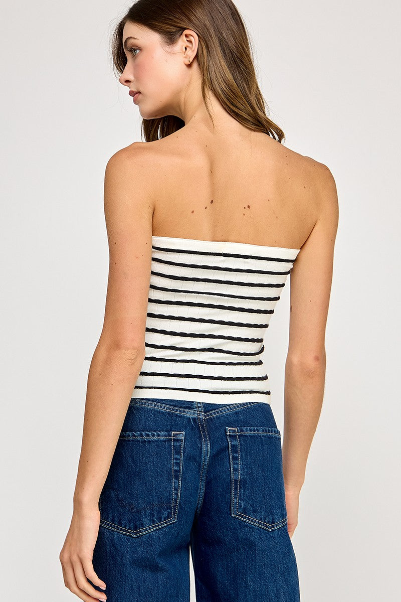 Twist Front Stripe Tube Top