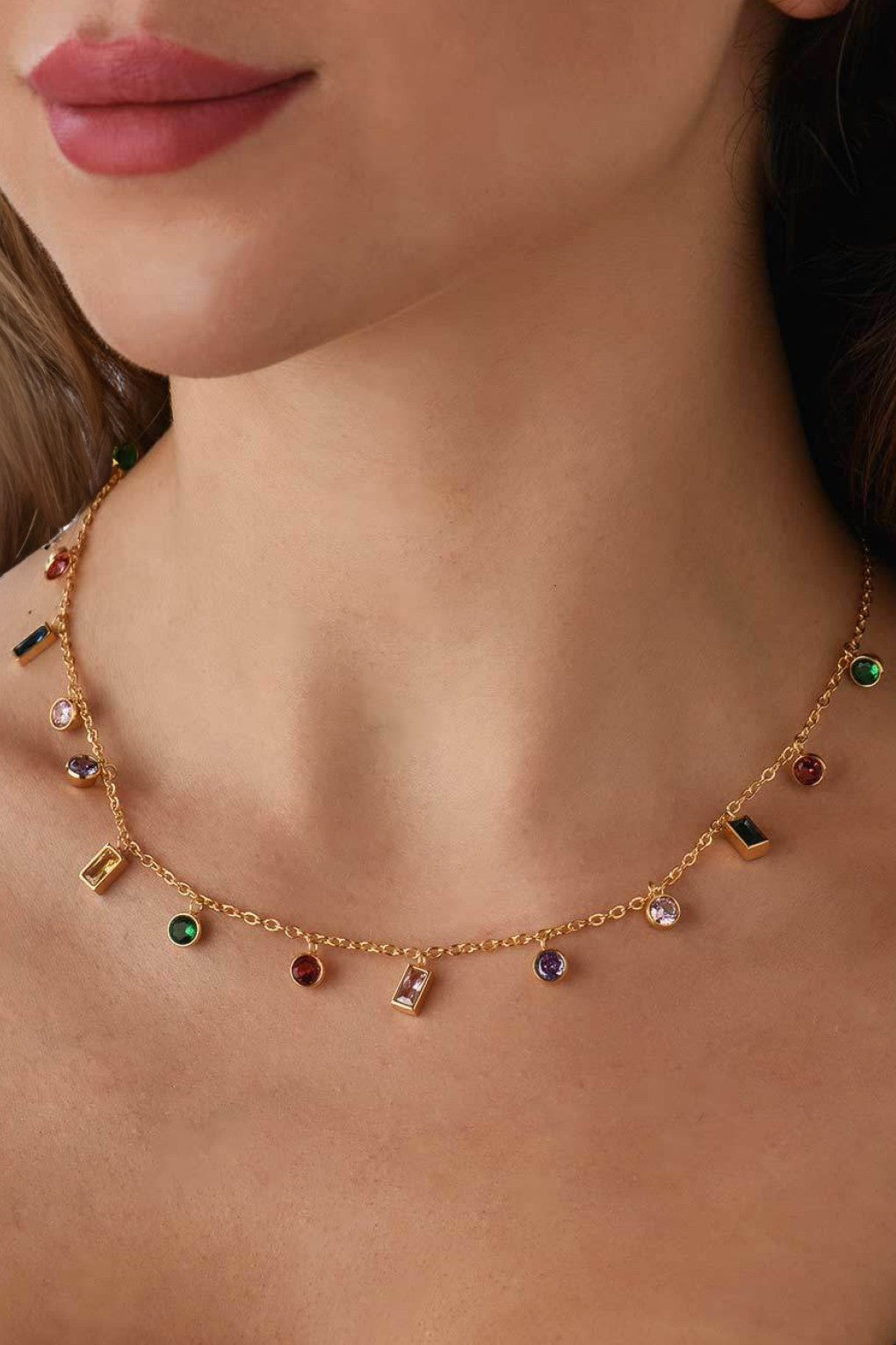 Multi Color Dainty Charm Necklace