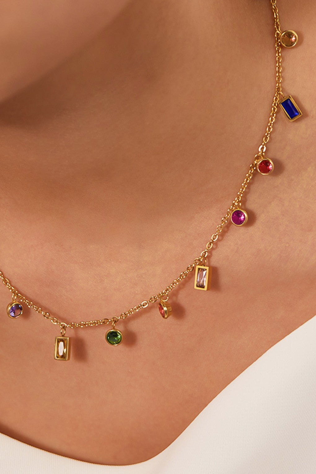 Multi Color Dainty Charm Necklace