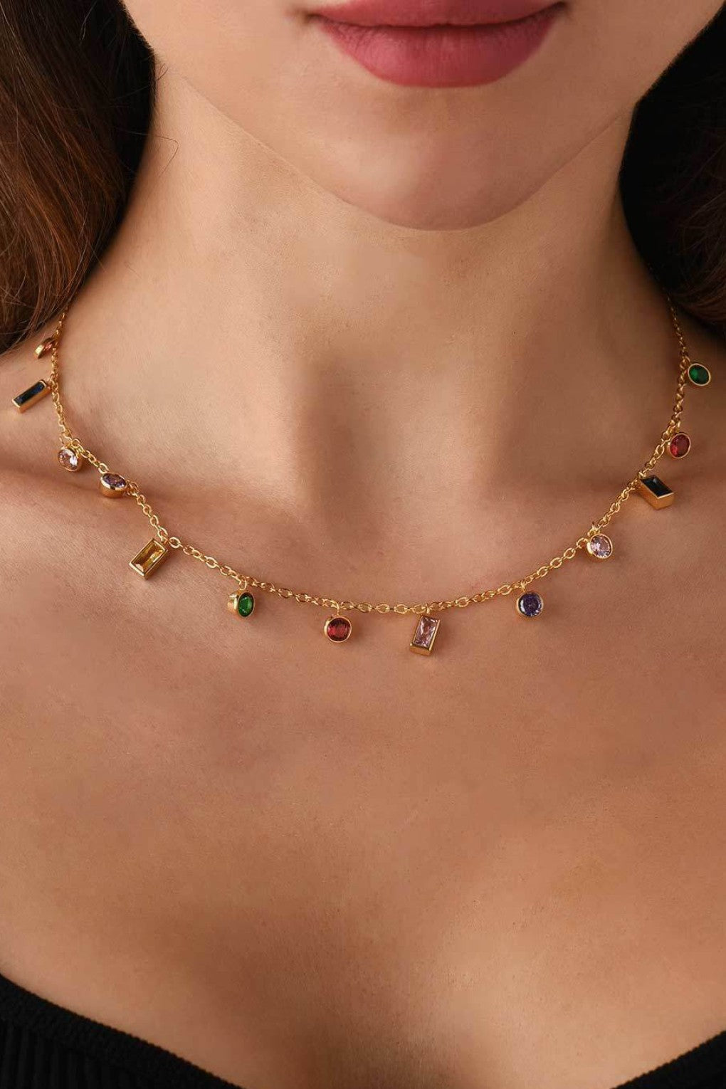 Multi Color Dainty Charm Necklace