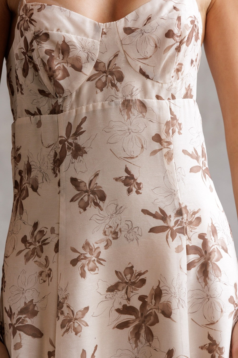 Ivory & Brown Floral Slip Dress