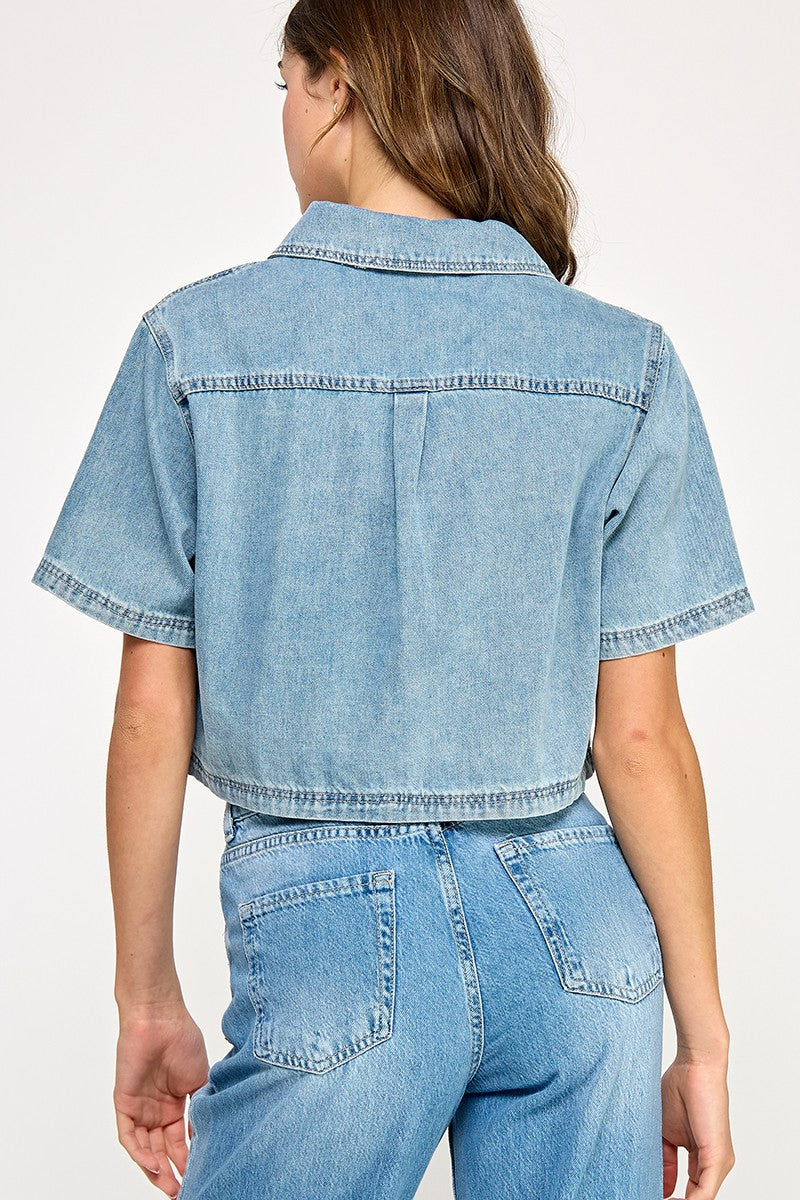 Denim Short Sleeve Top