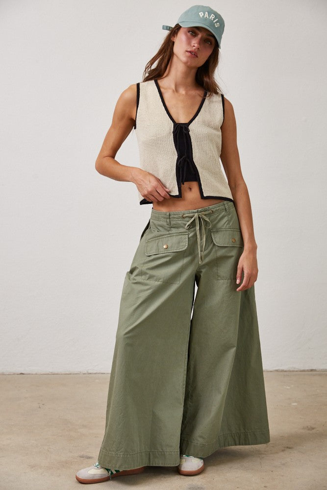 Contrast Knit Tie Vest Top
