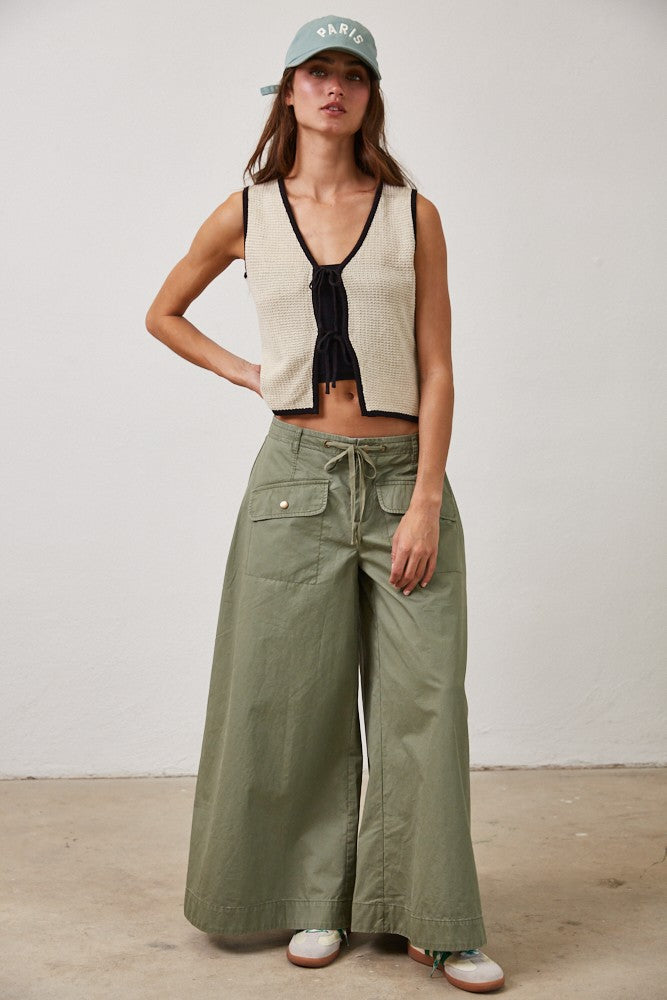 Contrast Knit Tie Vest Top