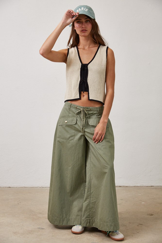 Contrast Knit Tie Vest Top