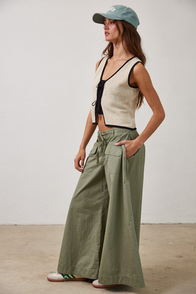 Contrast Knit Tie Vest Top