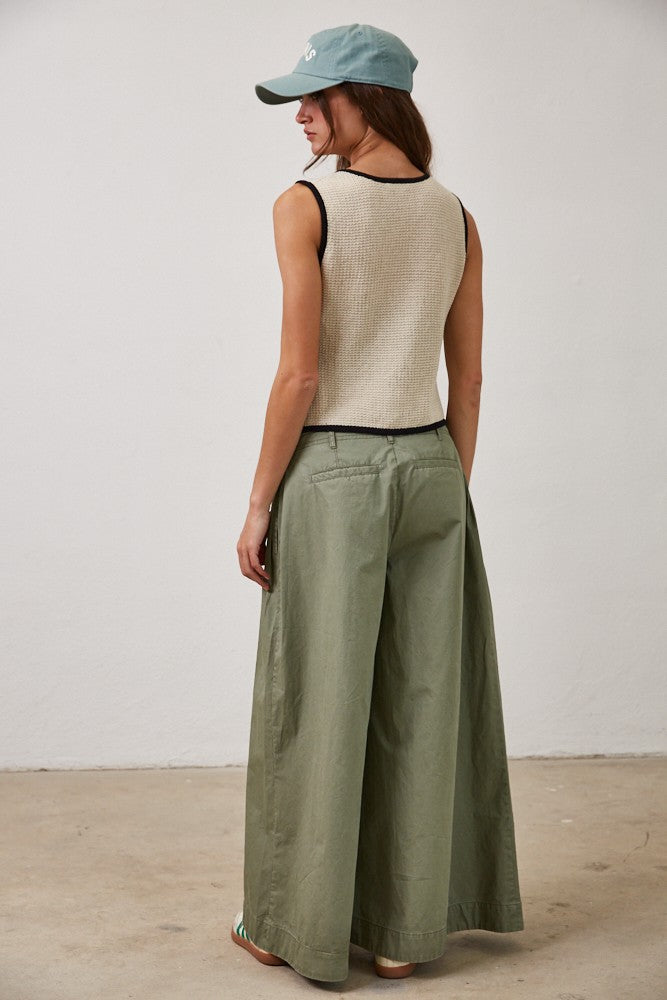 Contrast Knit Tie Vest Top