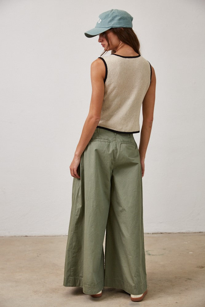 Contrast Knit Tie Vest Top