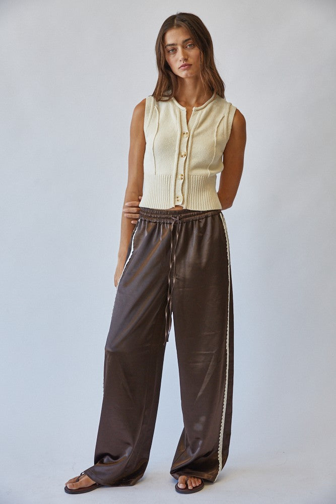 Natural Roll Up Neck Sweater Vest Top