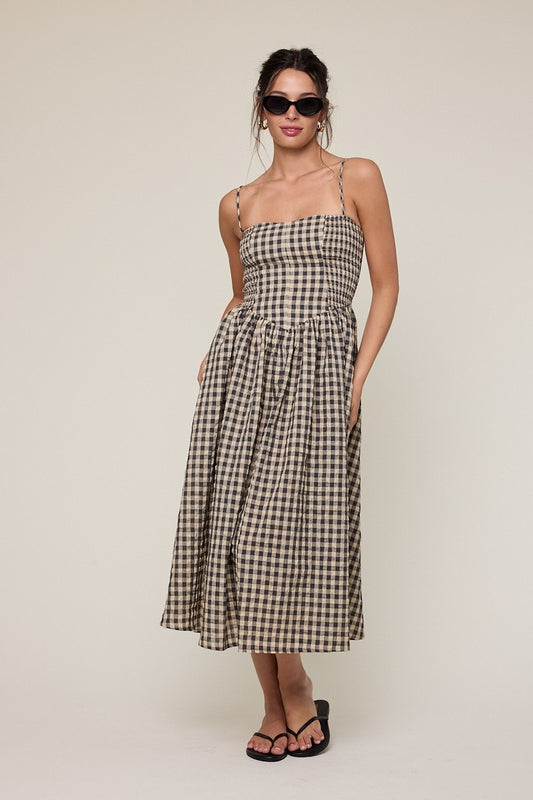 Gingham Checker Midi Dress