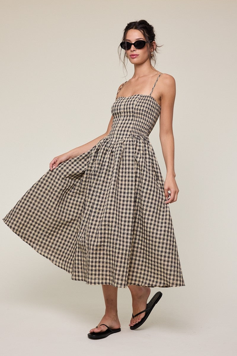 Gingham Checker Midi Dress