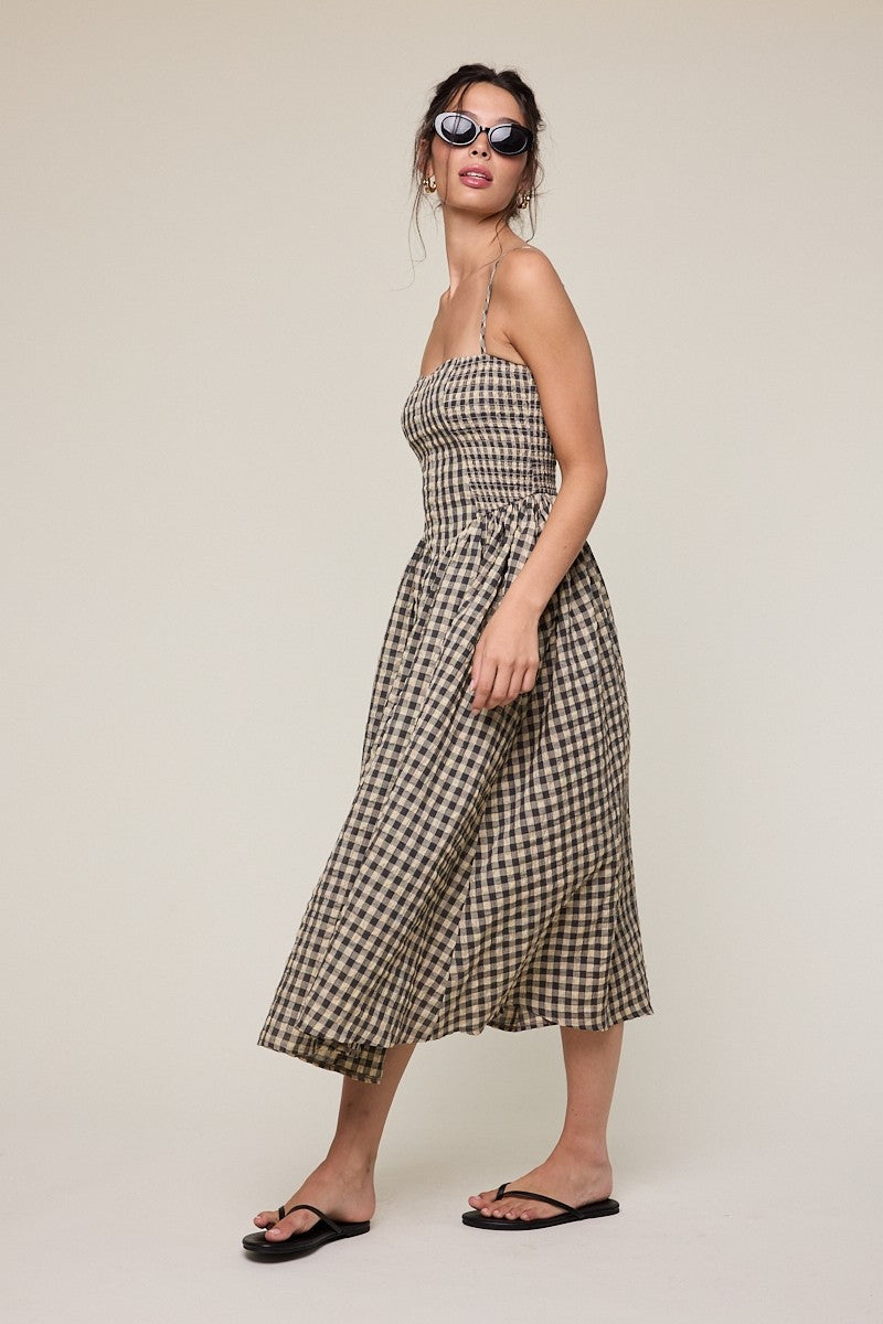 Gingham Checker Midi Dress