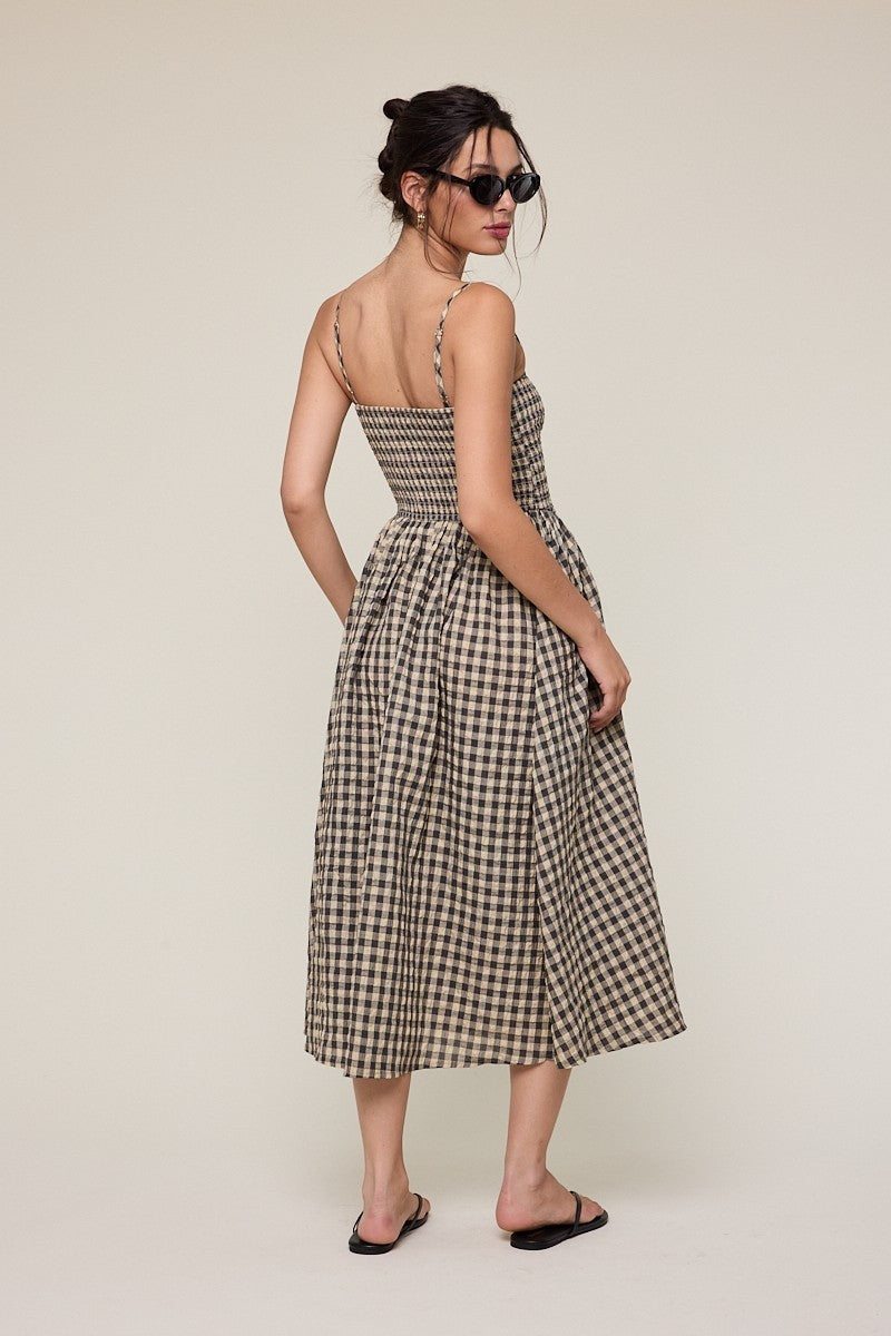 Gingham Checker Midi Dress
