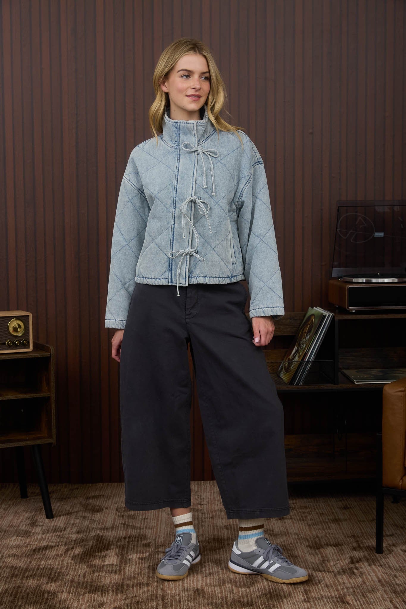 Denim Quilted Puffer Jacket