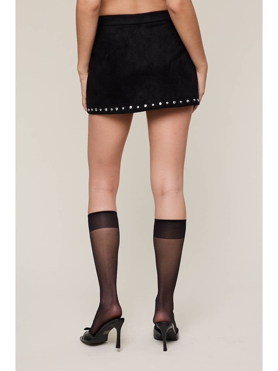 Suede & Stud Mini Skort