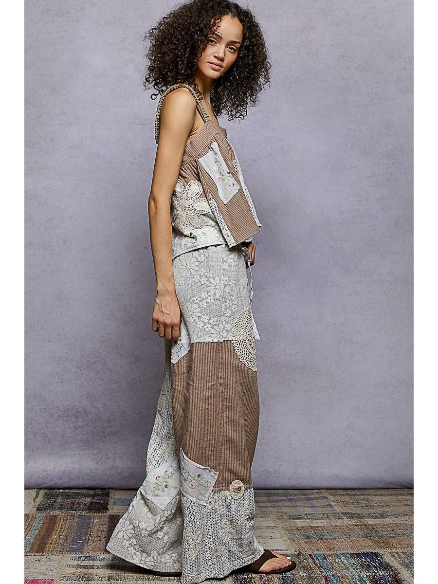 Lace Patch Woven Pants