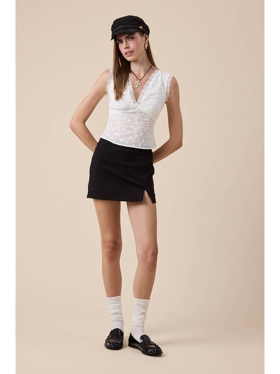 Solid Black Mini Skort