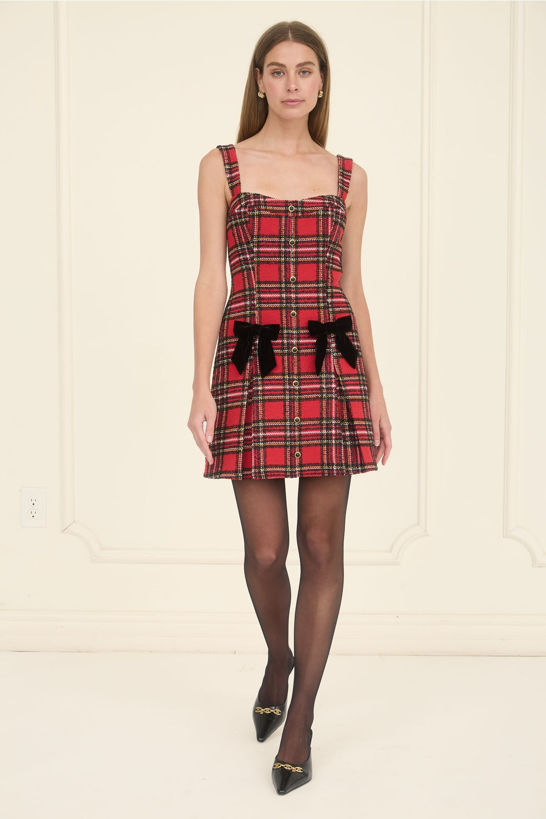Red Plaid & Bows Mini Dress